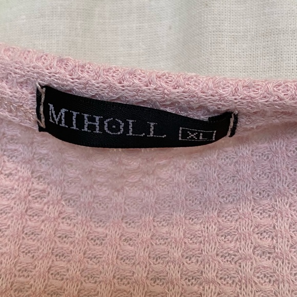 Mihoul xl pink waffle knit tie front top - Picture 3 of 4